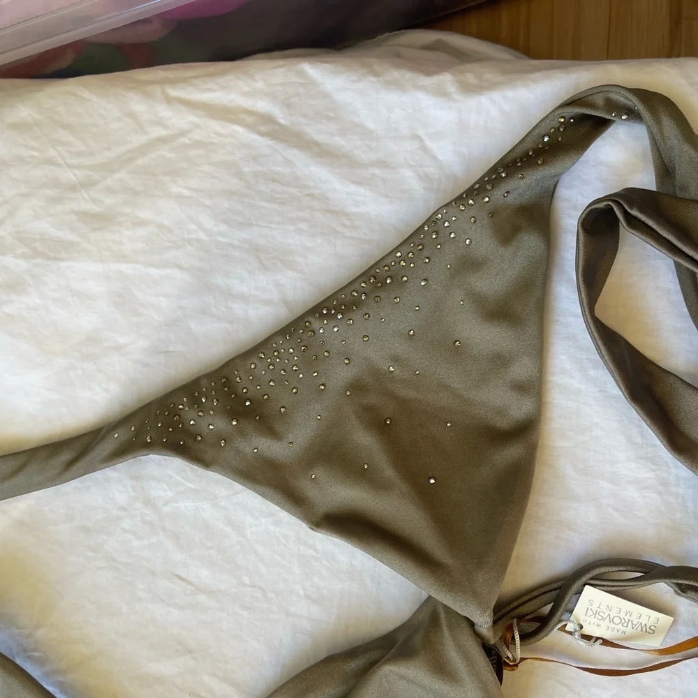 Bellissima Swarovski Crystal Bikini Top Rhinestone Embellished Halter Size M NEW